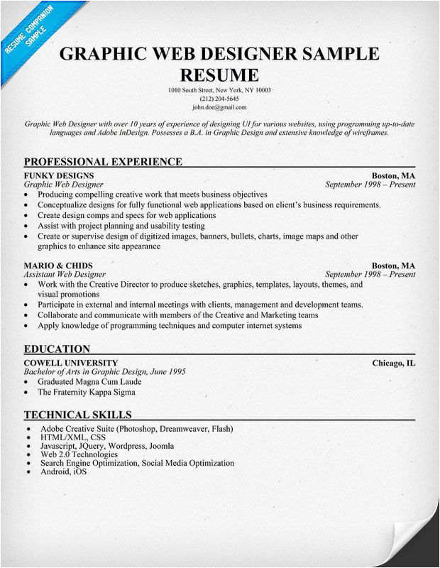 Web Designer Resume Sample Graphic Web Designer Resume Sample Resumecompanion Com