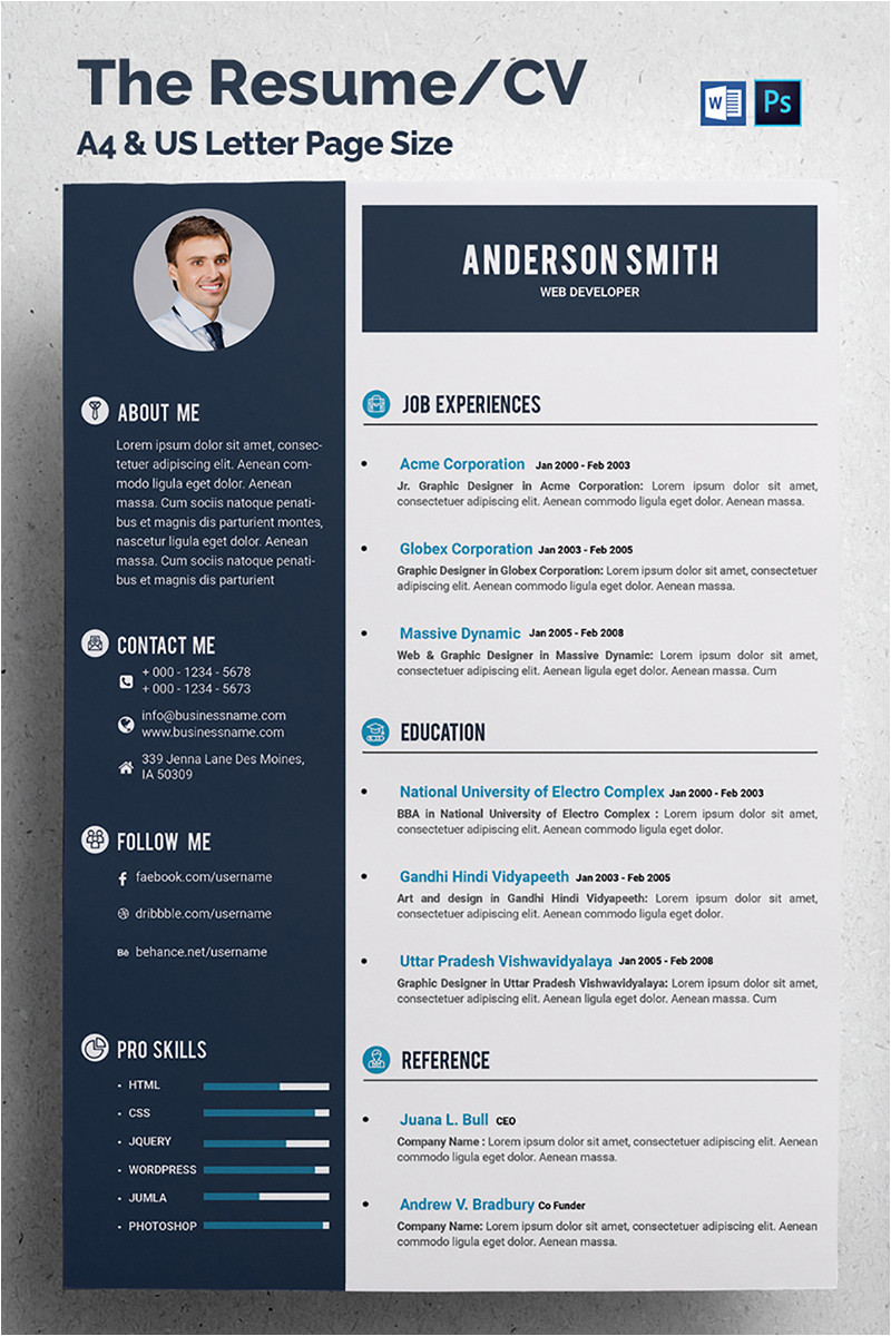 anderson smith web developer resume template 68317