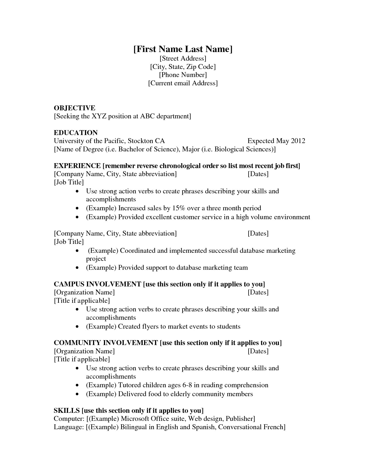 20 first job resume tips