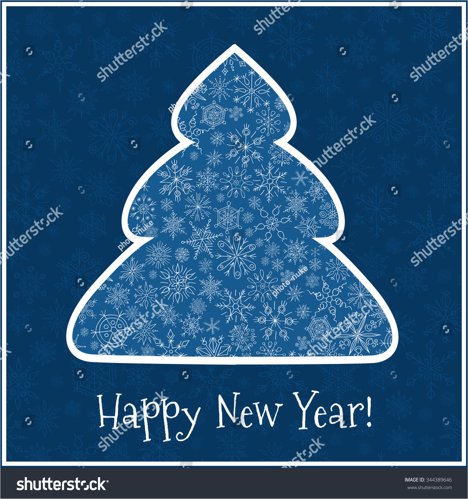 stock vector happy new year greeting card beautiful in retro style christmas tree from snowflakes illustration 344389646 jpg