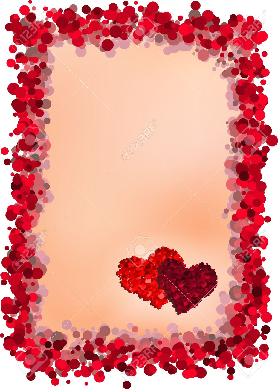 8779127 valentine s day vector greeting card with border and two hearts jpg