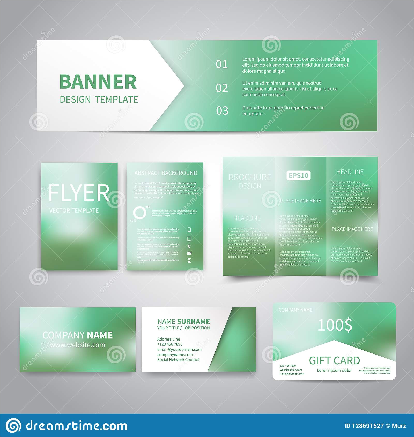 banner flyers brochure business cards gift card design templates set green emerald gradien beautiful gradient mesh background 128691527 jpg