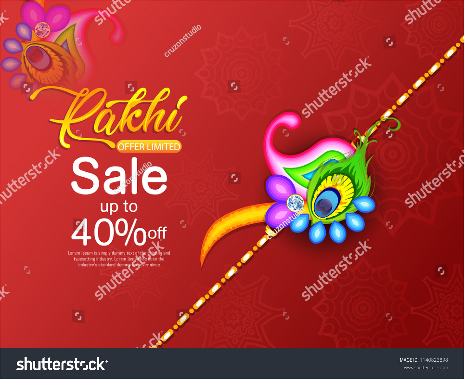stock vector illustration of greeting card with decorative rakhi for raksha bandhan indian festival for brother 1140823898 jpg