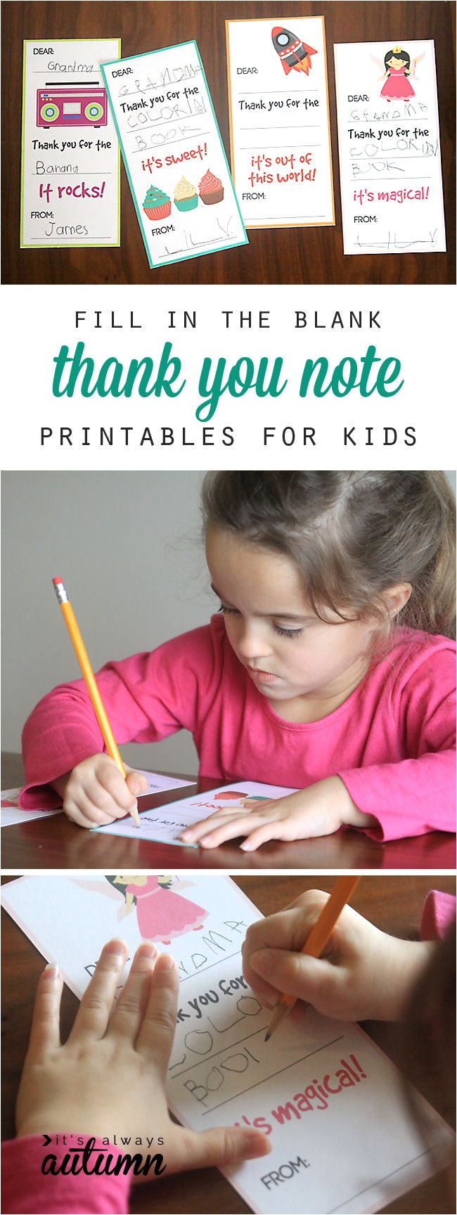 Blank Thank You Card Printable Fill In the Blank Thank You Note Printables for Kids Thank