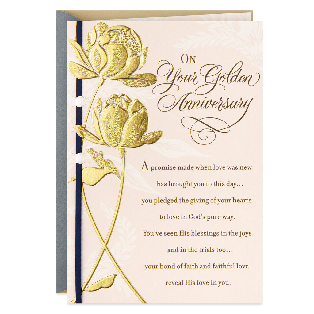 gold foil roses religious 50th wedding anniversary card 559cey2074 01 jpg