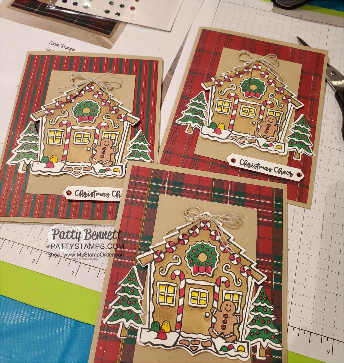 yummy christmas gingerbread house cards stampin blends coloring pattystamps jpg