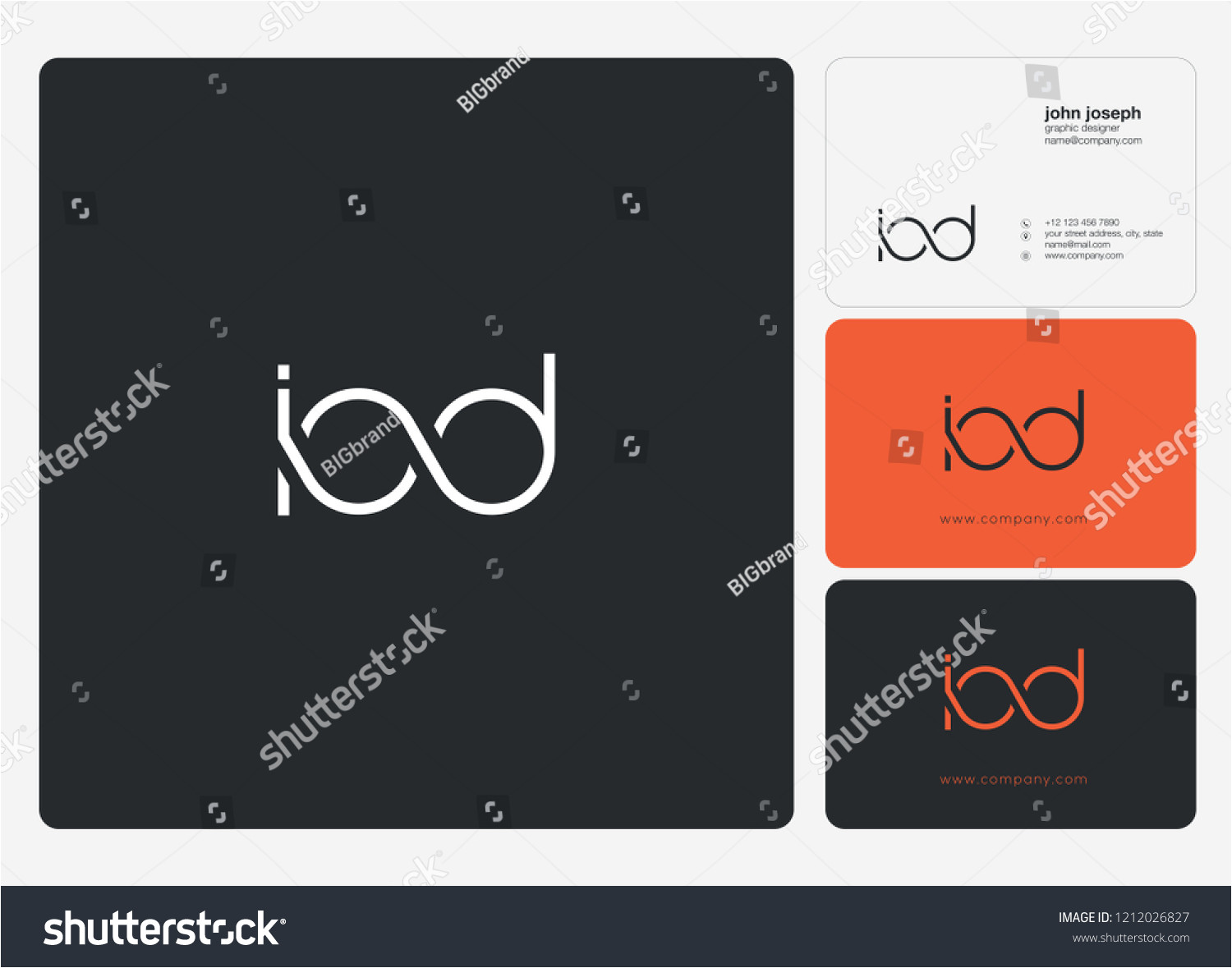 stock vector letters i o d logo icon with business card vector template 1212026827 jpg