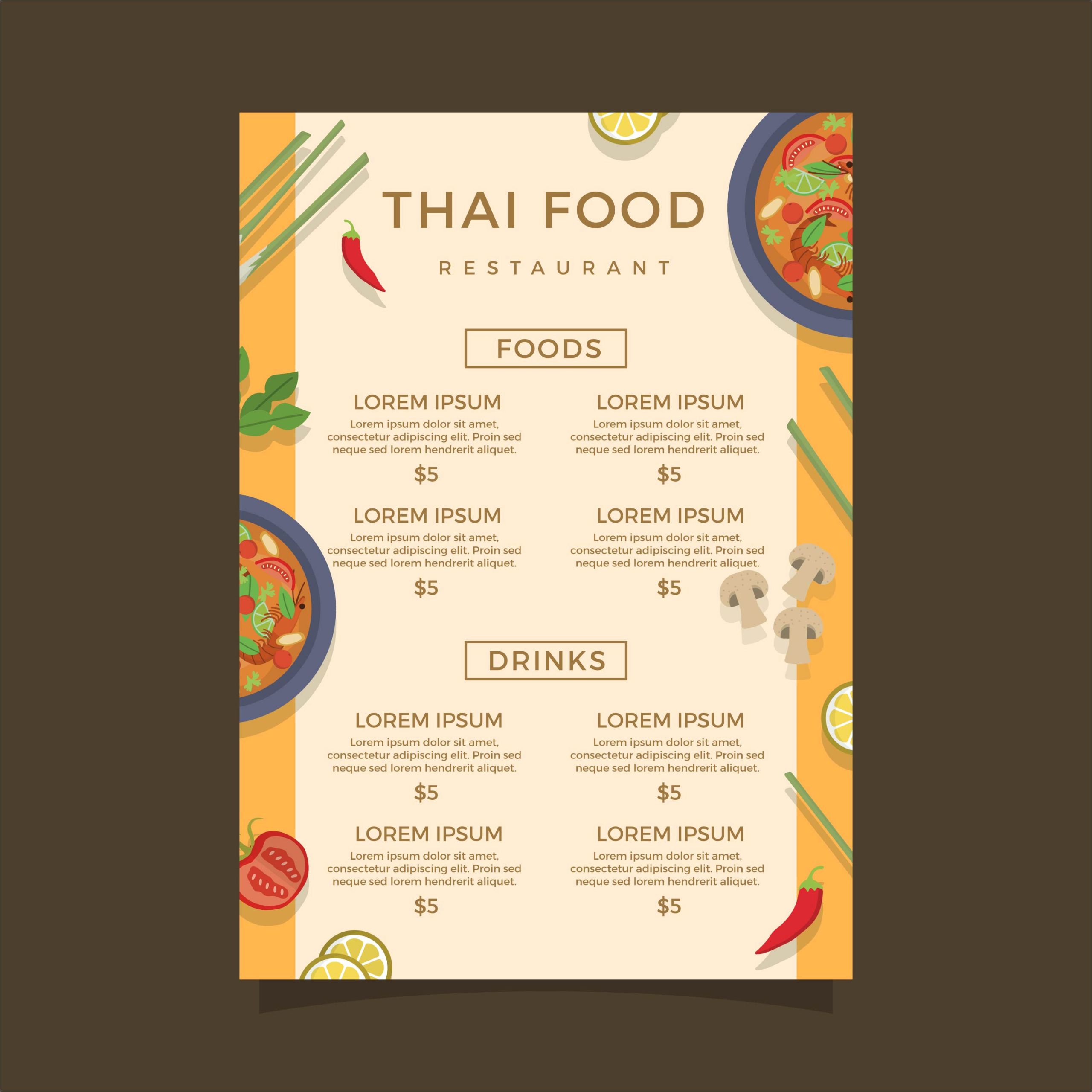thailand food menu vector template jpg