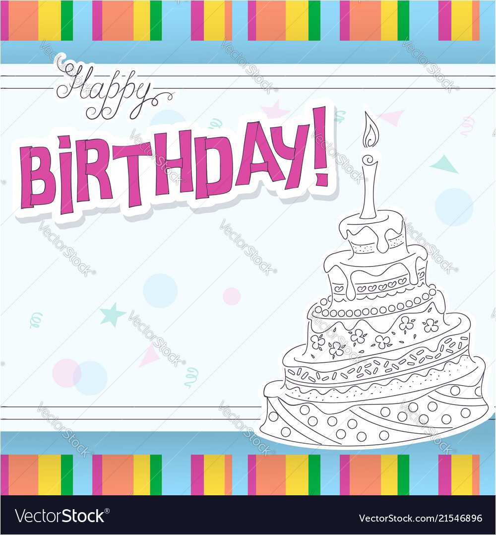 birthday card with outline doodle cake vector 21546896 jpg