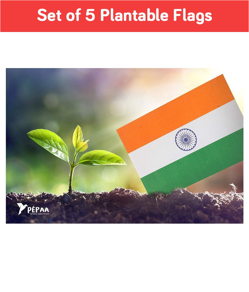 set of 5 plantable seed paper indian tricolor pocket size flag bb374 jpg