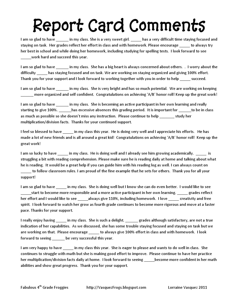 Easy Report Card Comments for Kindergarten 22 Best Report Cards Images Report Card Comments Report