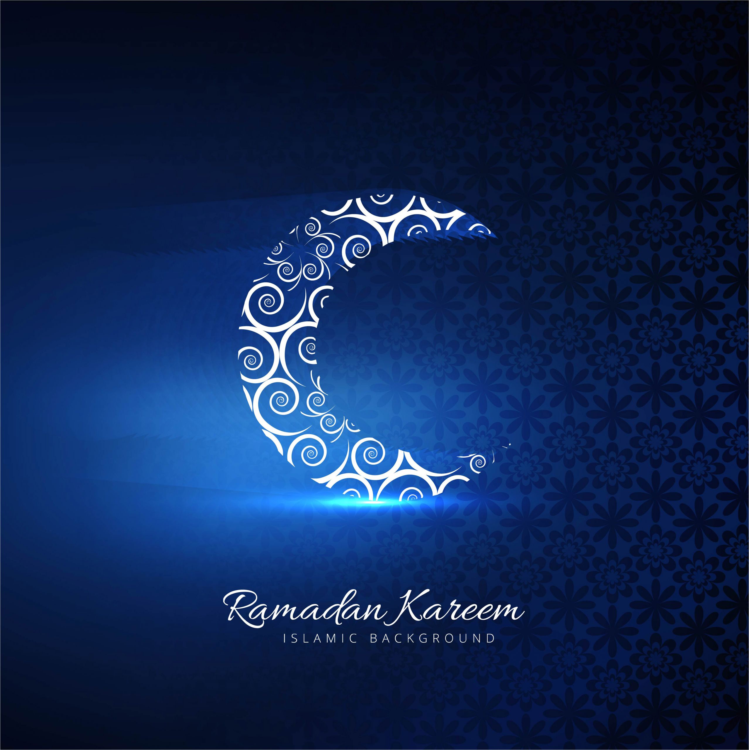 beautiful card ramadan kareem with shiny moon blue background vector jpg