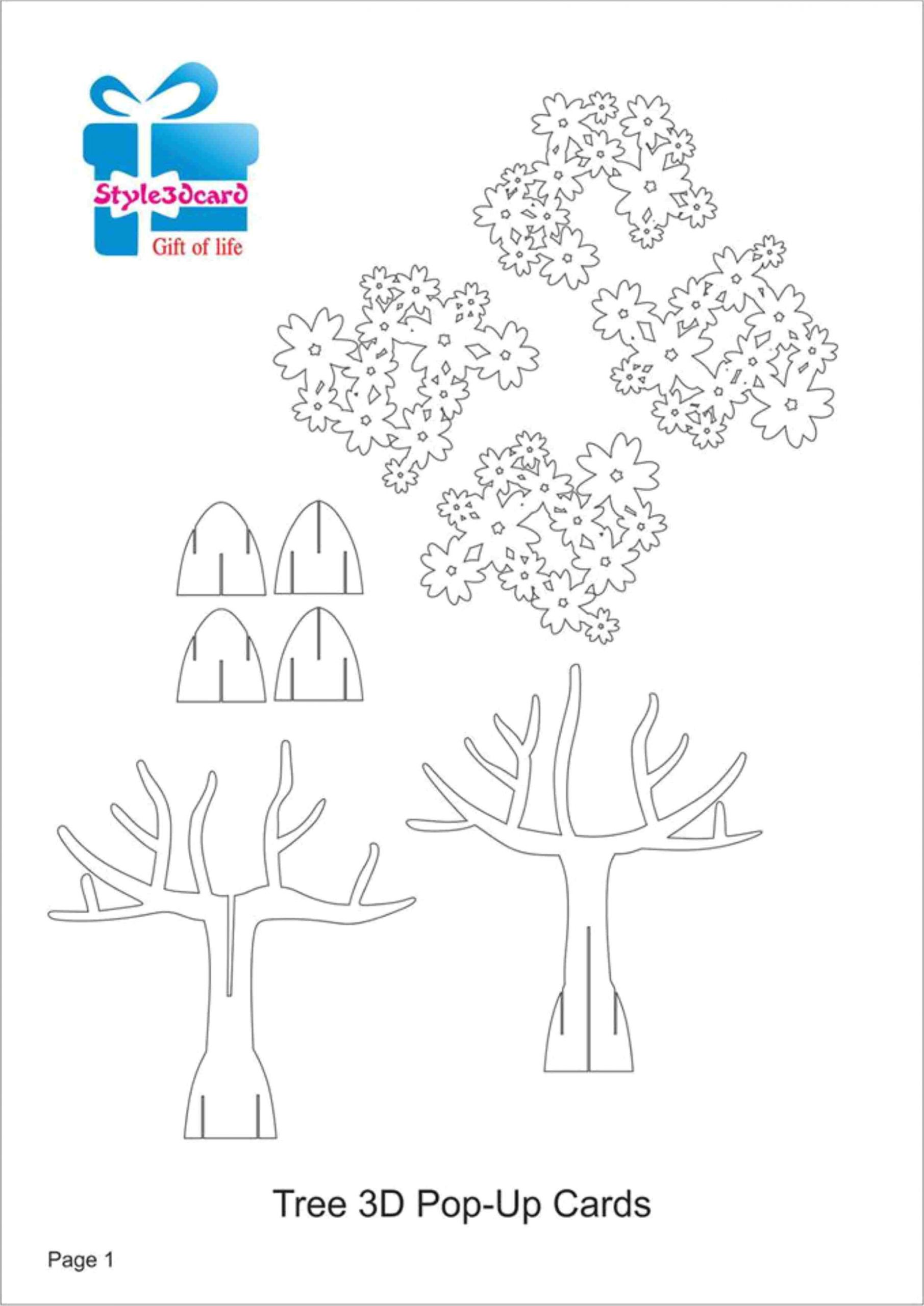 Eid Pop Up Card Template Tree 3d Pop Up Card Kirigami Pattern 1 with Images
