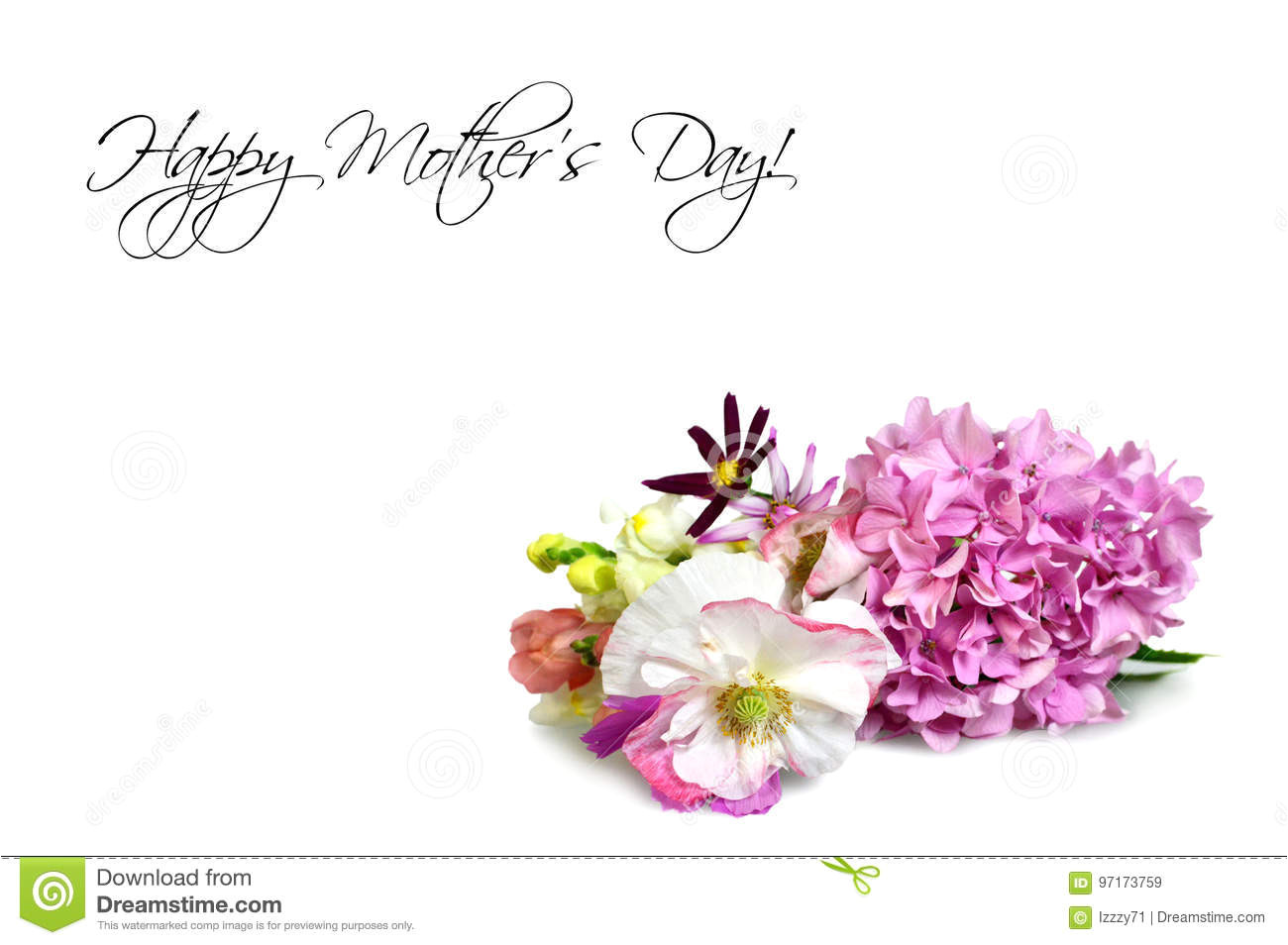 happy mothers day card flowers white background 97173759 jpg