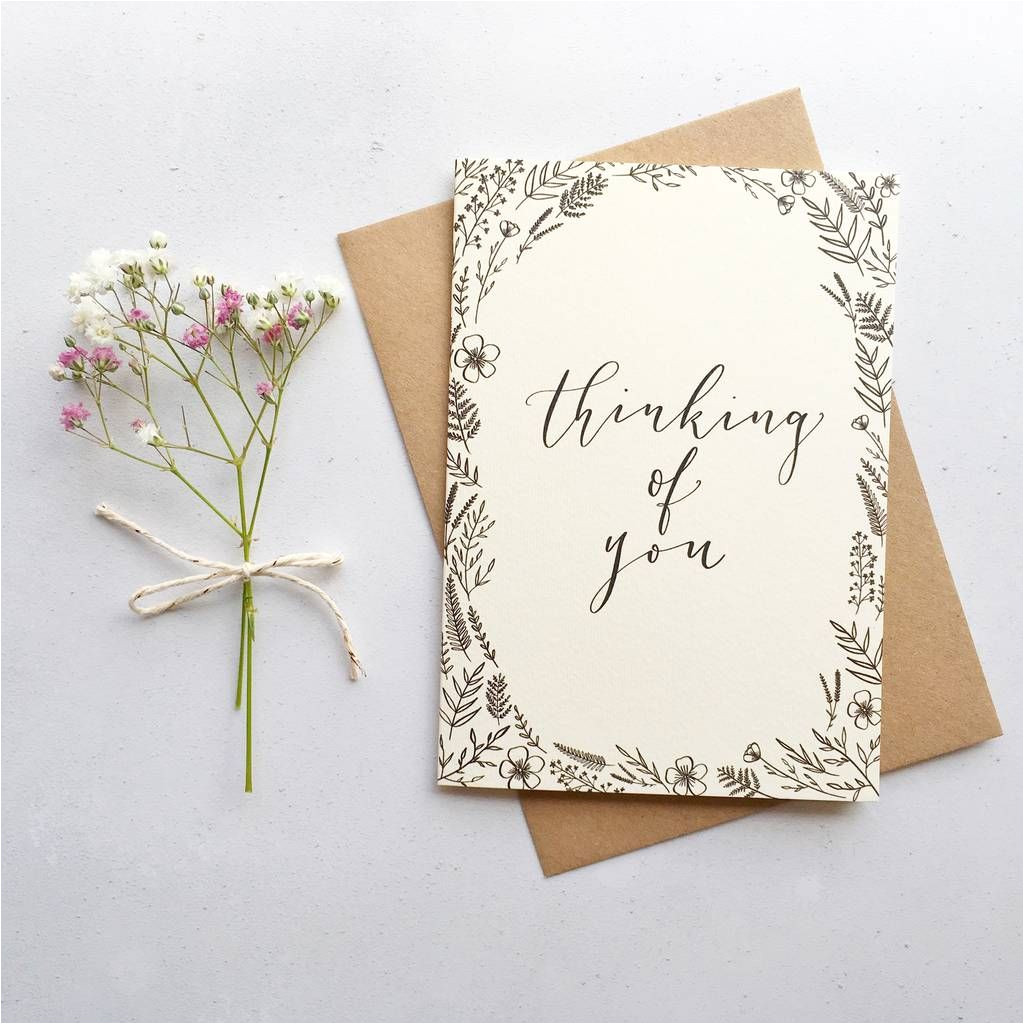 Flower Card Thinking Of You Thinking Of You Modern Calligraphy Card In 2020