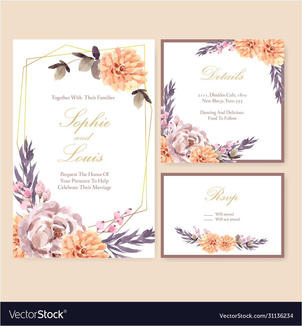 dried floral wedding card design with rose vector 31136234 jpg