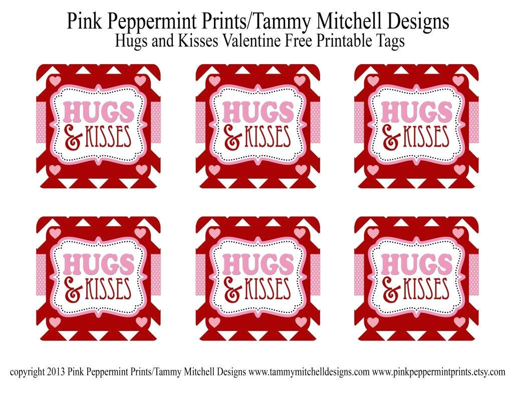 Free Printable Valentine Card for Husband Freebie Hugs and Kisses Valentine Free Printable Tag Card