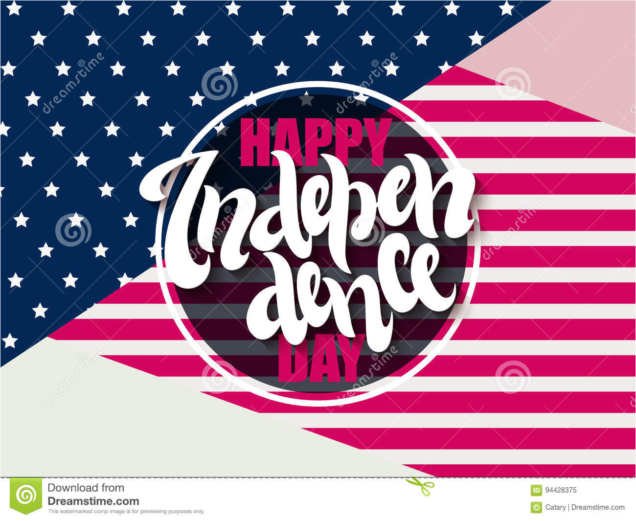 vector independence day greetings card hand lettering happy independence day usa flag 94428375 jpg