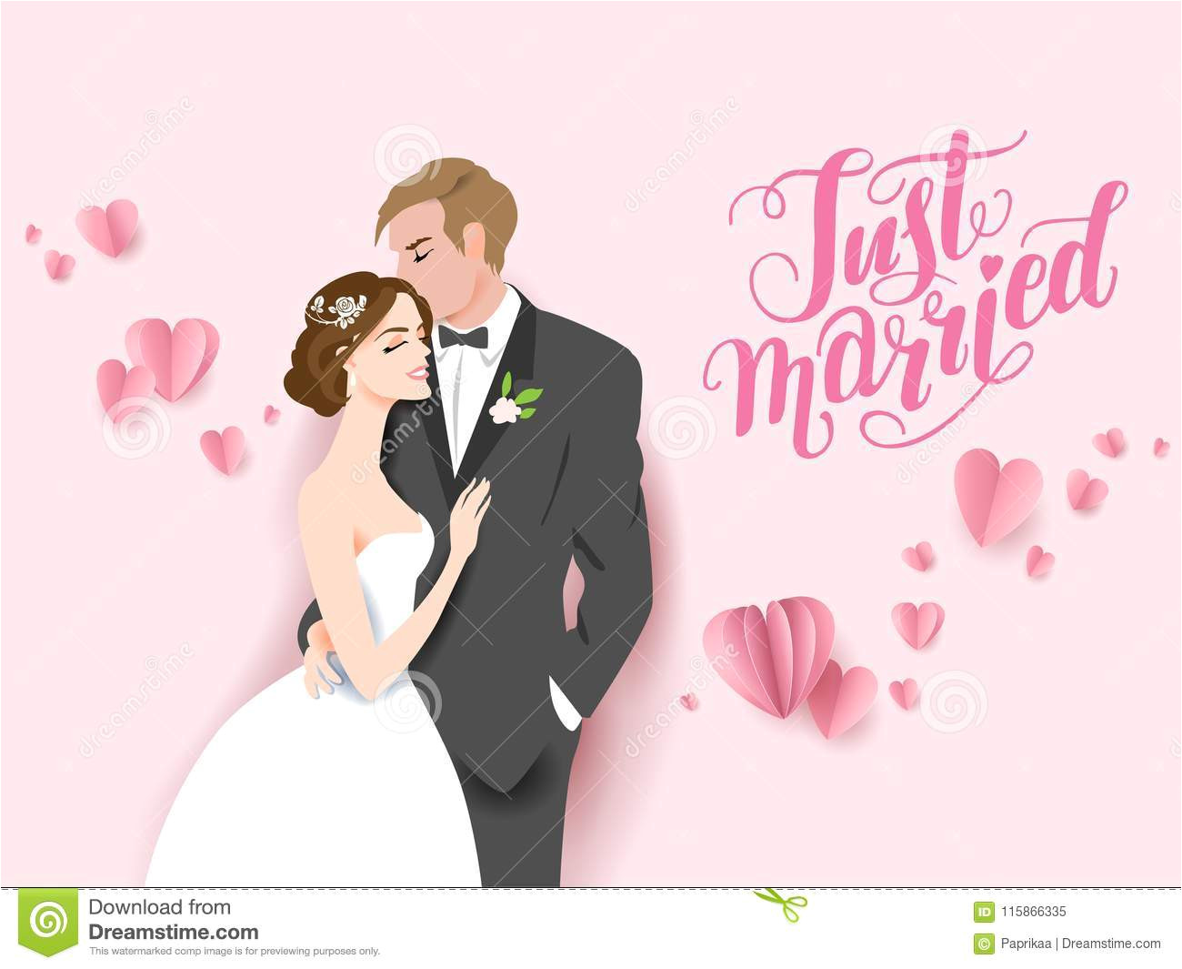 bride groom card wedding ceremony paper cut craft style loving couple holiday background vector consept illustration 115866335 jpg