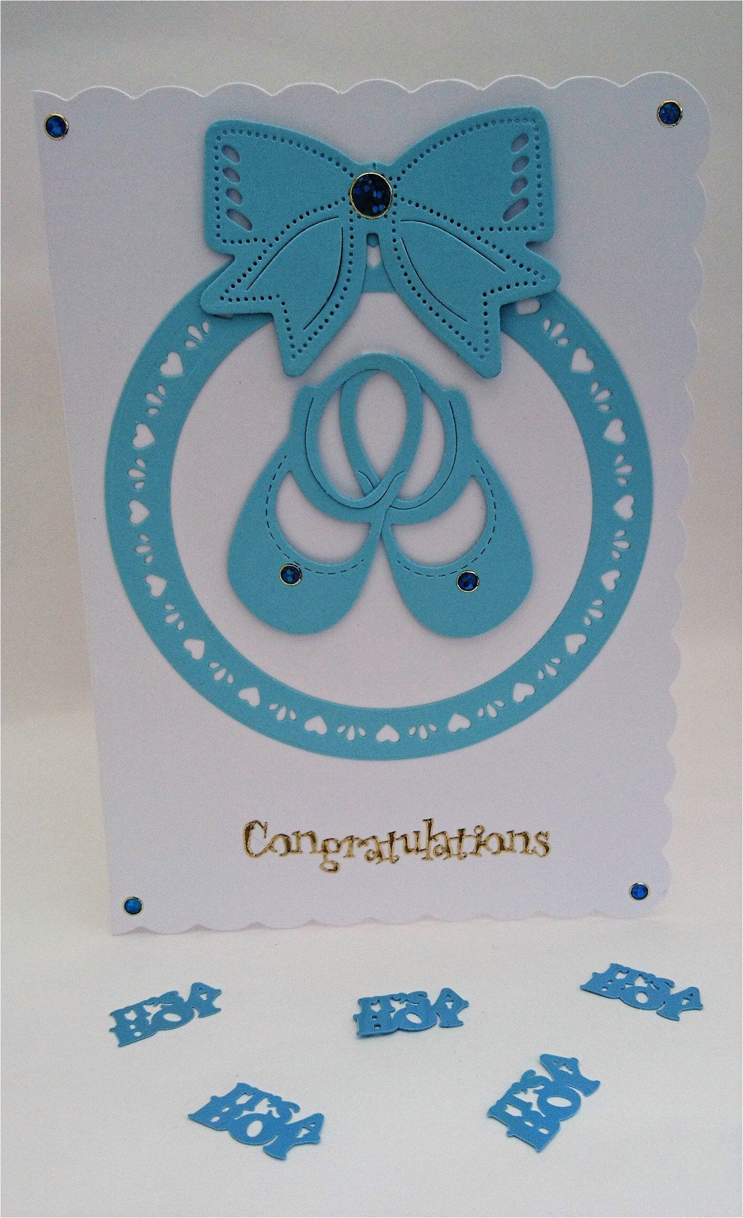 Handmade Card for A Newborn Baby Boy Newborn Baby Boy Card Design Includes Blue Baby Shoes Blue