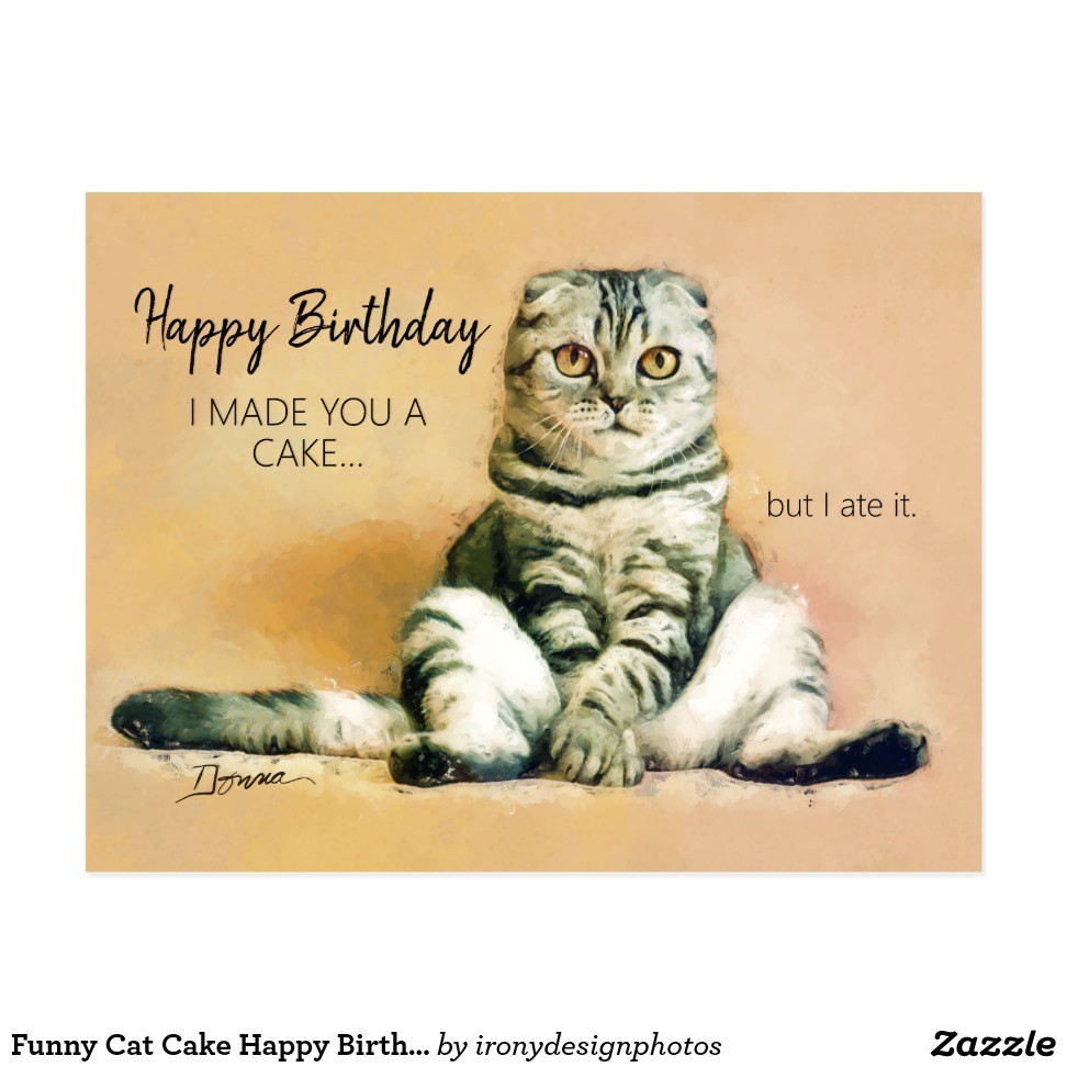 funny cat cake happy birthday postcard re38348ed1a544e7cab0d949f9dd5ef1c vgbaq 8byvr 900 jpg