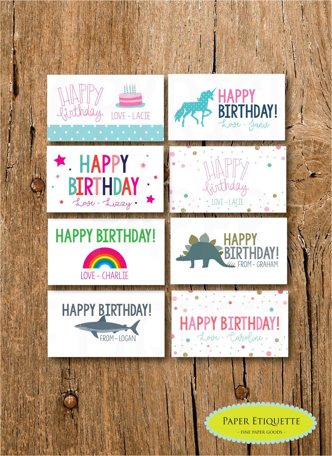 Happy Birthday Gift Card with Name Personalized Gift Enclosure Card Mini Birthdaycards