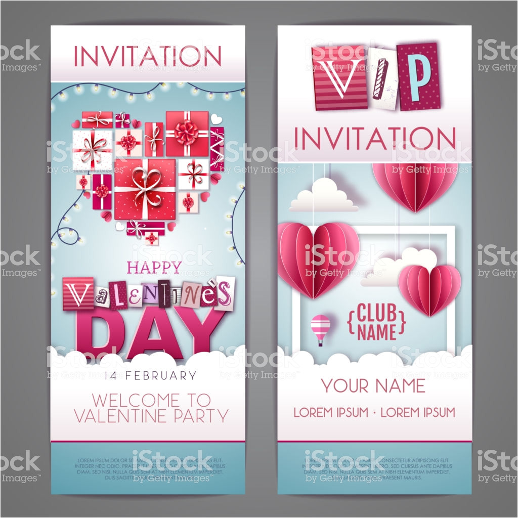 happy valentines day invitation design with love hearts cut out paper vector id1199692454