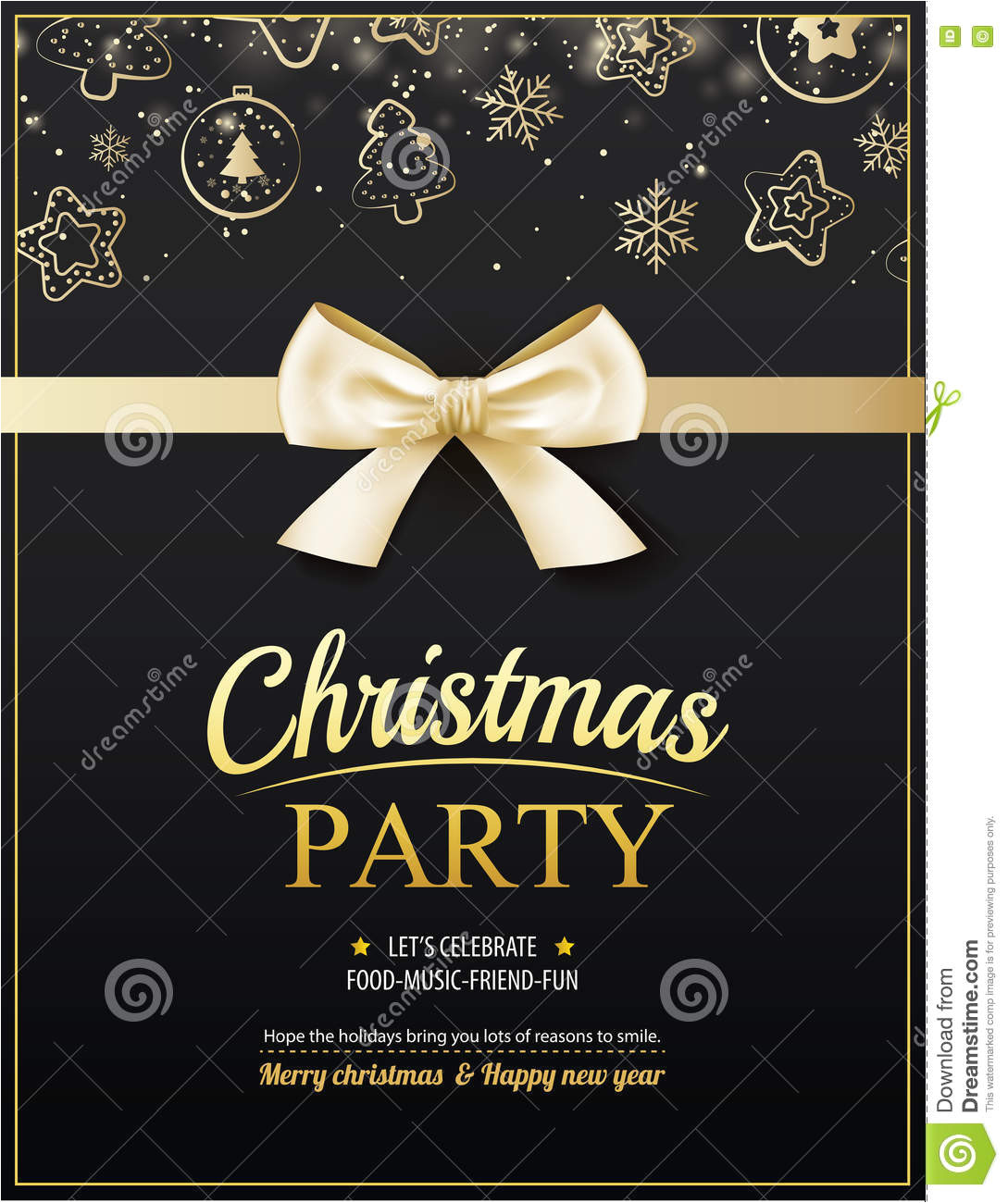 invitation merry christmas party poster banner card design template happy holiday new year gold ribbon theme concept 81687100 jpg