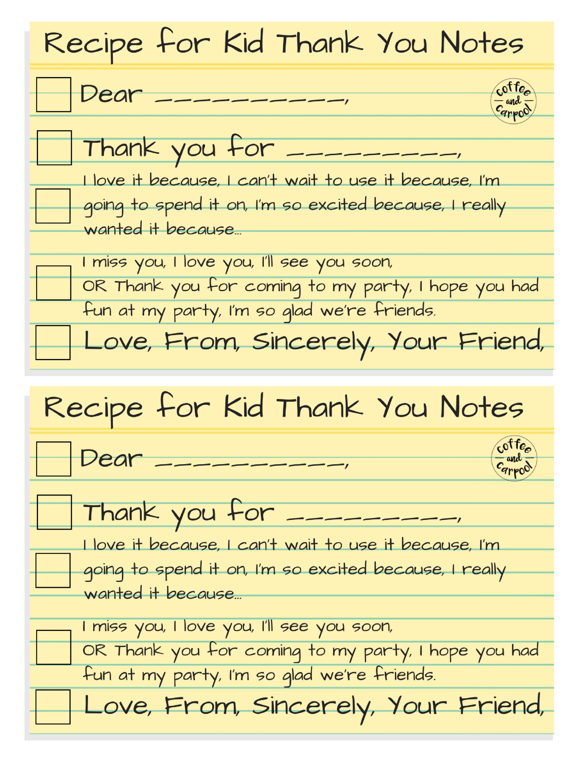 recipe for thank you notes png