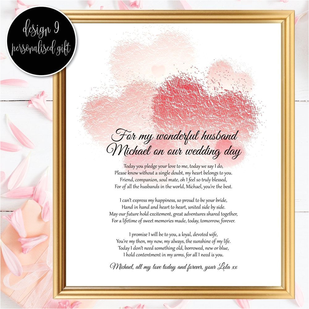 Love Poem for Wedding Card Bride to Groom Gifts Wedding Day Poem Husband Wedding