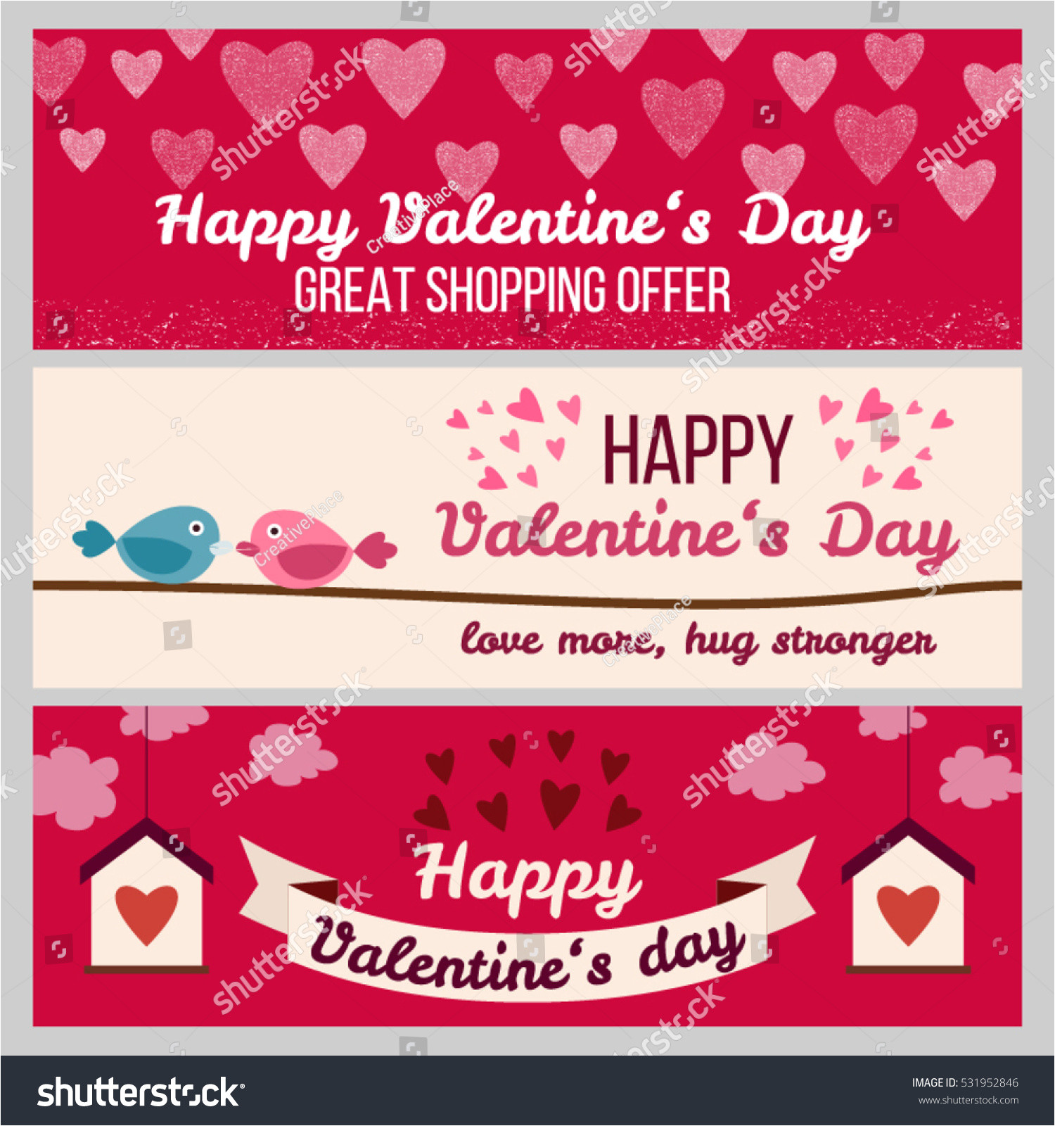 stock vector set od modern flat valentine s day greetings cards banners vouchers and sale promotion flyers cards 531952846 jpg
