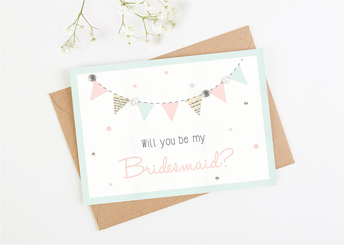 will you be my bridesmaid card mint bunting 39 jpg