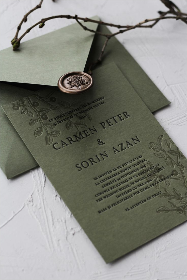 Marriage to Get Green Card Invitatie Letterpress Carmen sorin Hochzeitseinladung