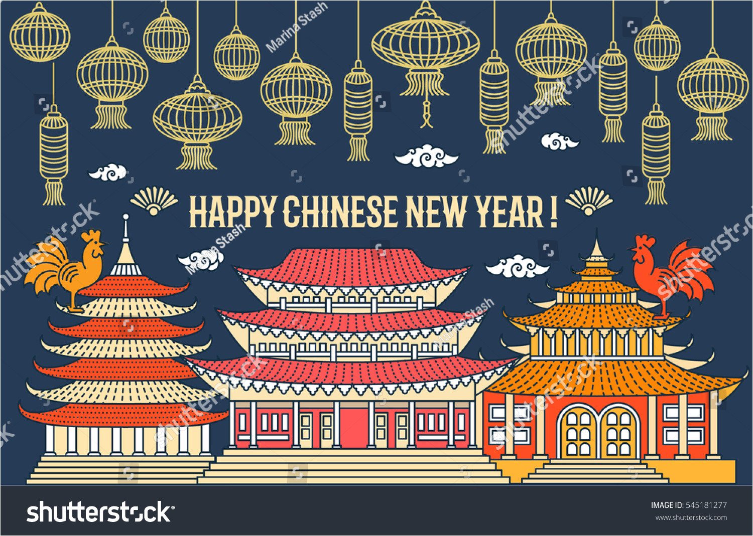 stock vector chinese new year modern flat line greeting card poster flyer background vector elements 545181277 jpg