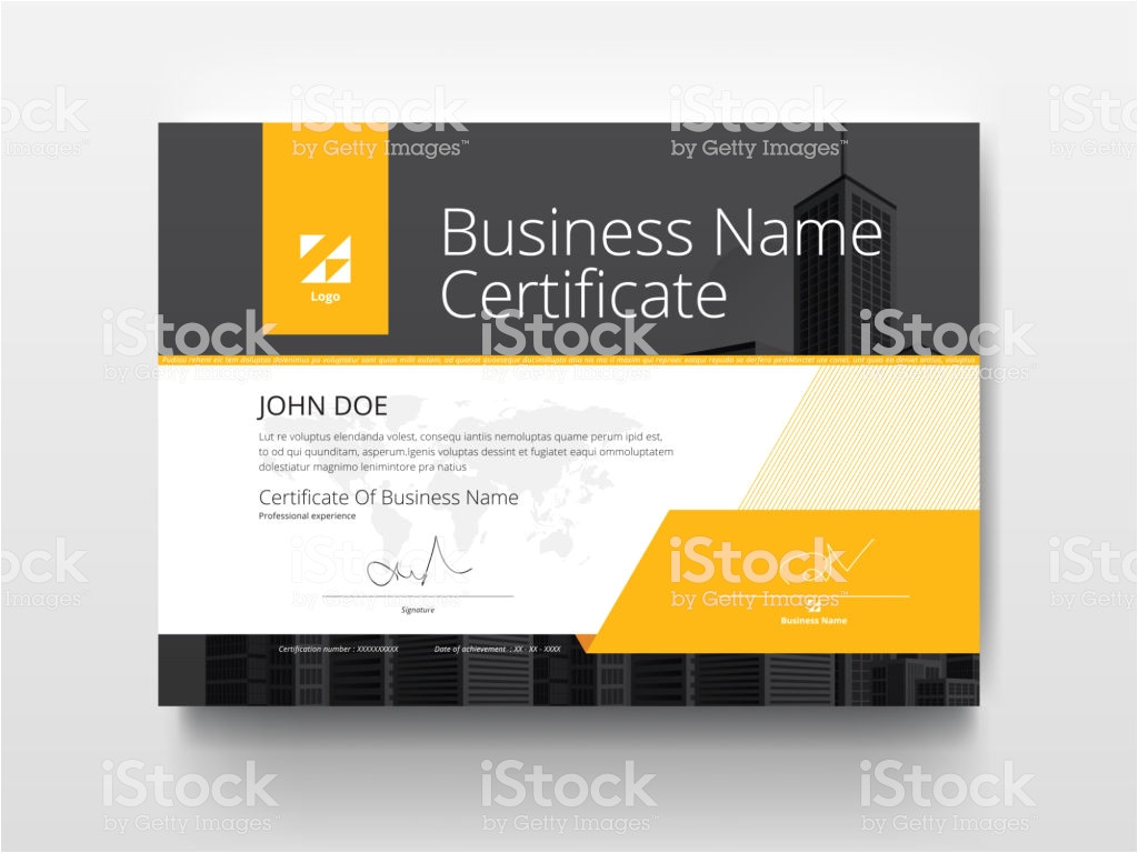 modern business certificate template layout with yellow and black a4 vector id956414136