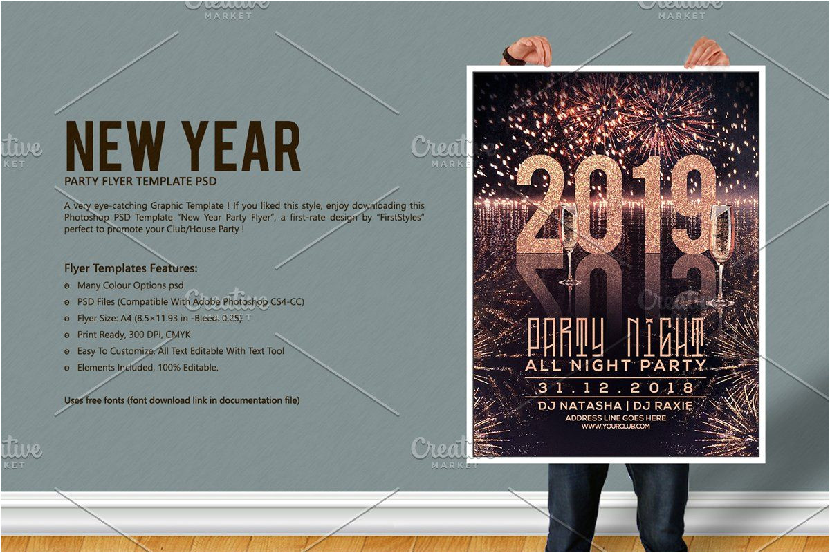 New Year Party Invitation Card Template New Year Party Flyer by Firststyle On Creativemarket