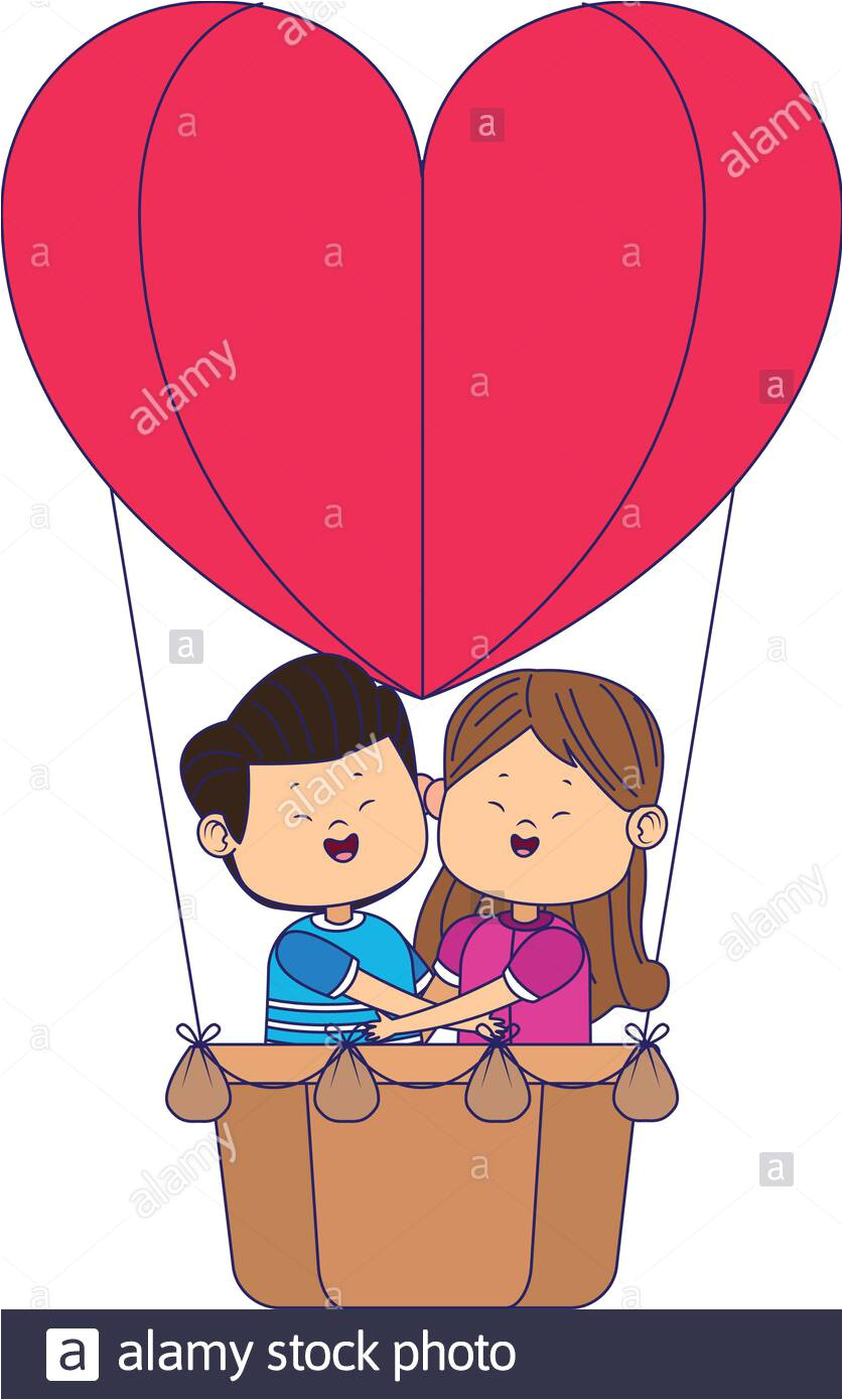 cartoon gluckliches paar in heisser luft ballon in herzform 2ap4ck4 jpg