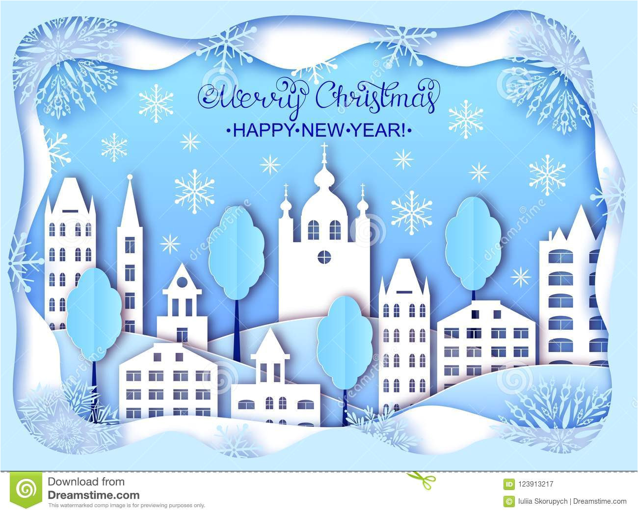 building big city clouds winter paper art style christmas happy new year card 123913217 jpg