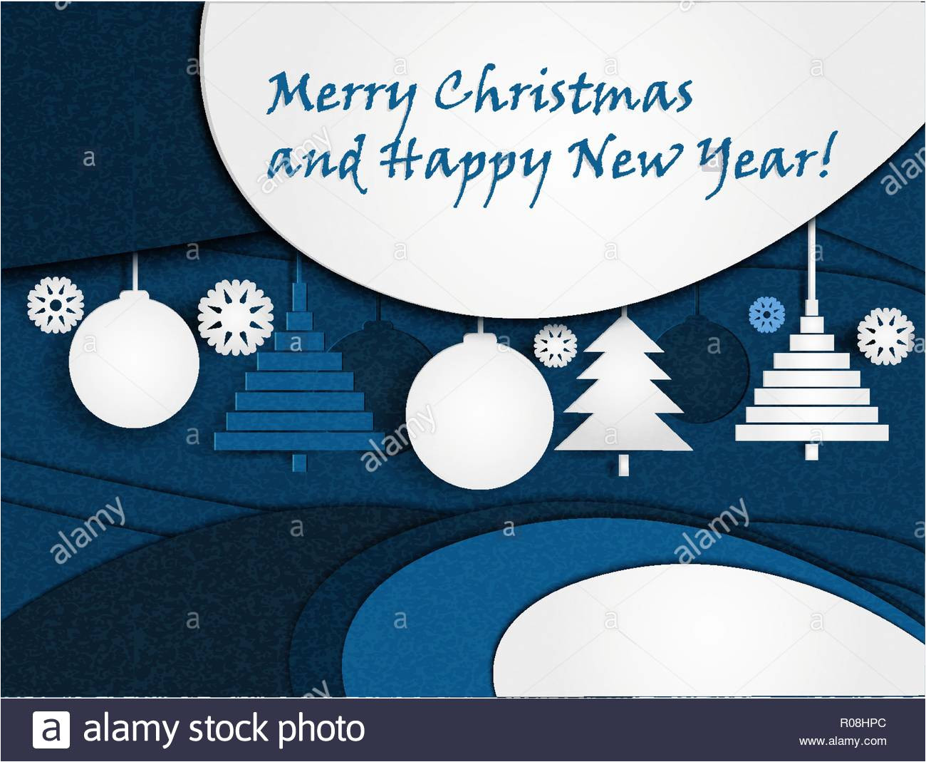 vector illustration in paper cut style greeting card with text merry christmas and happy new year or you can change to another text r08hpc jpg