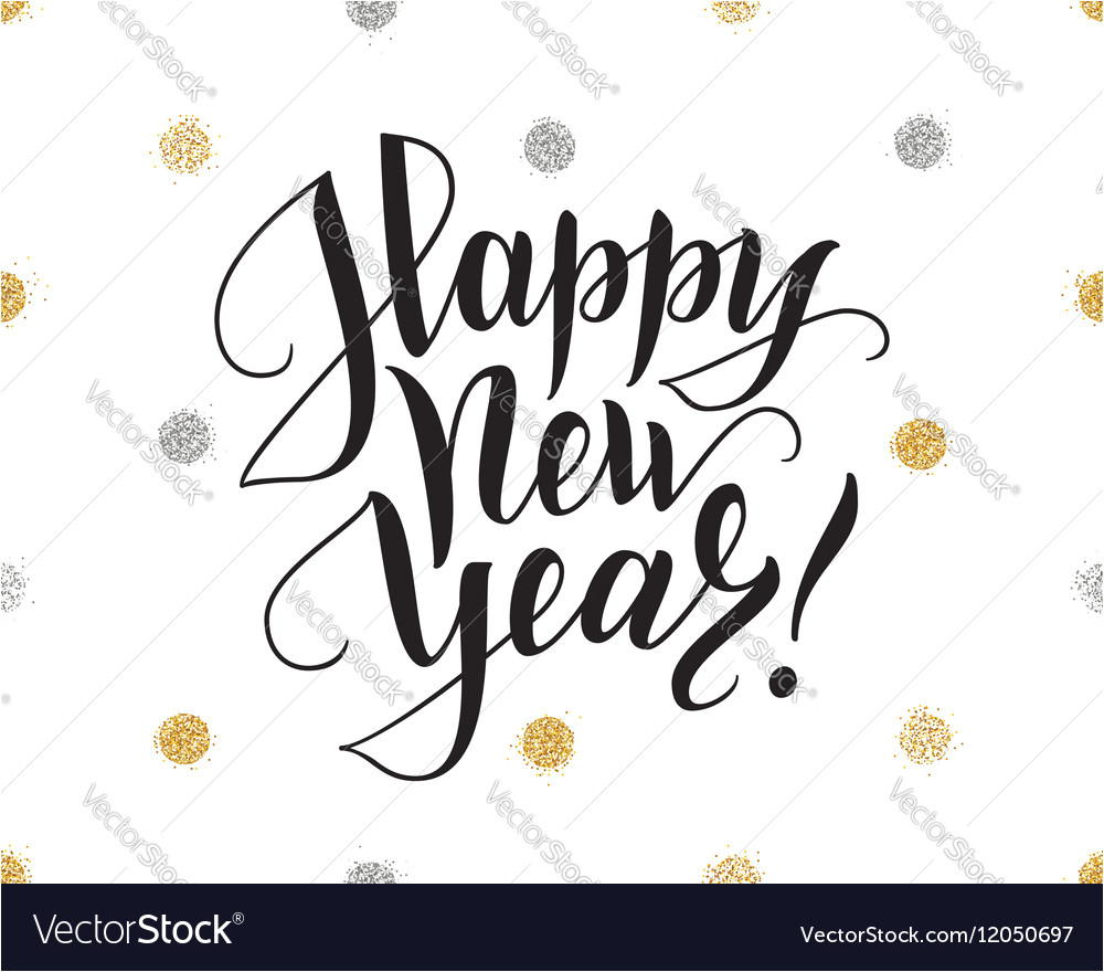 happy new year card with brush lettering and vector 12050697 jpg