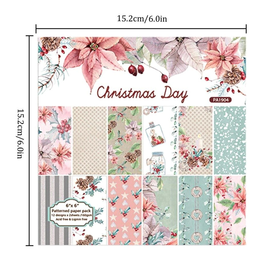 24 sheets christmas day scrapbooking pads paper origami art background paper card making diy 6x6 inch jpg 960x960 jpg