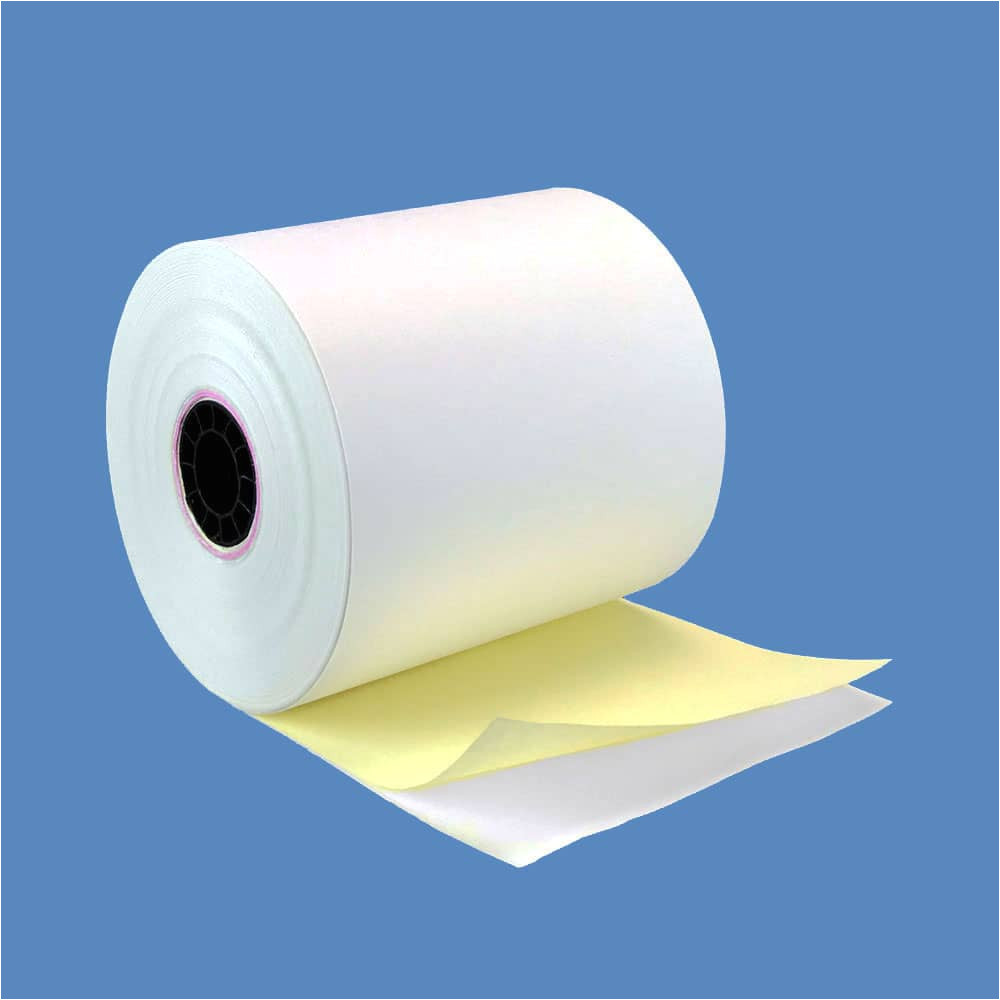 3 x 95 2 ply carbonless roll paper white canary 50 rolls case 0 jpg