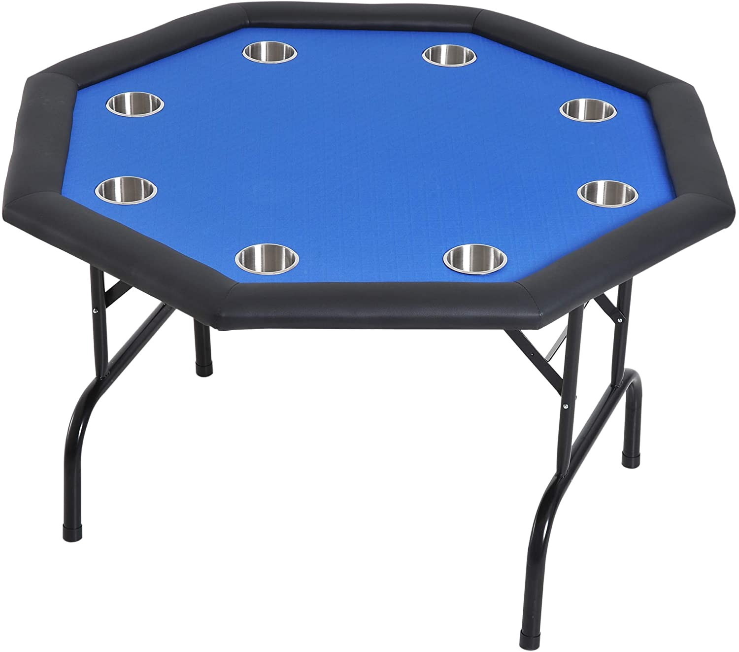 Professional Card Table and Chairs soozier 48 8 Player Octagon Poker Table with Cup Holders Folding Blue Felt