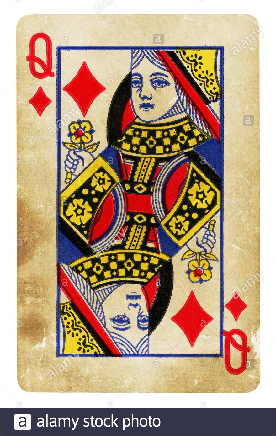 queen of diamonds vintage playing card isolated on white clipping path included 2b6wjfk jpg
