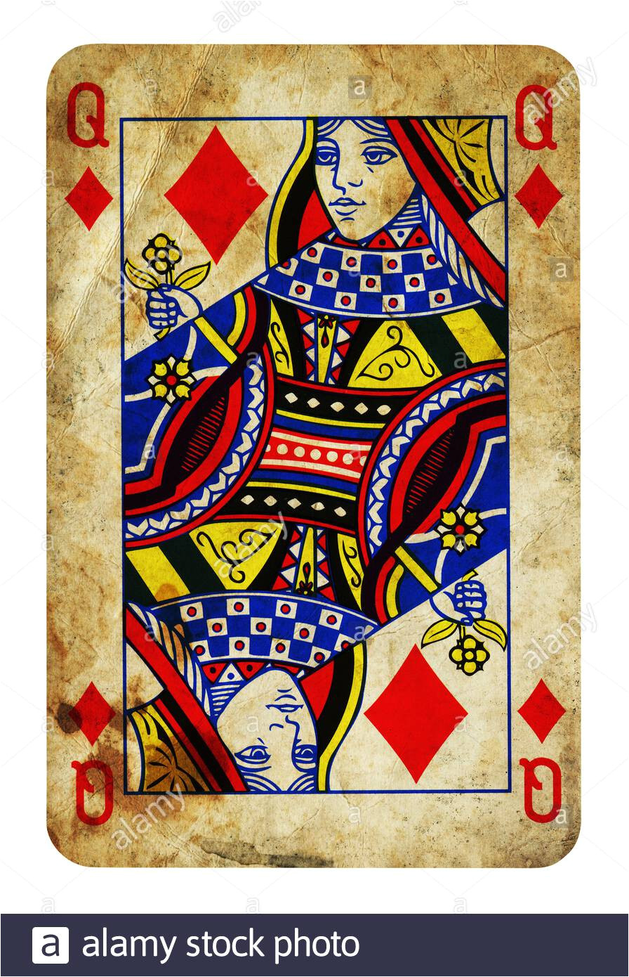 queen of diamonds vintage playing card isolated on white clipping path included 2arb3c6 jpg