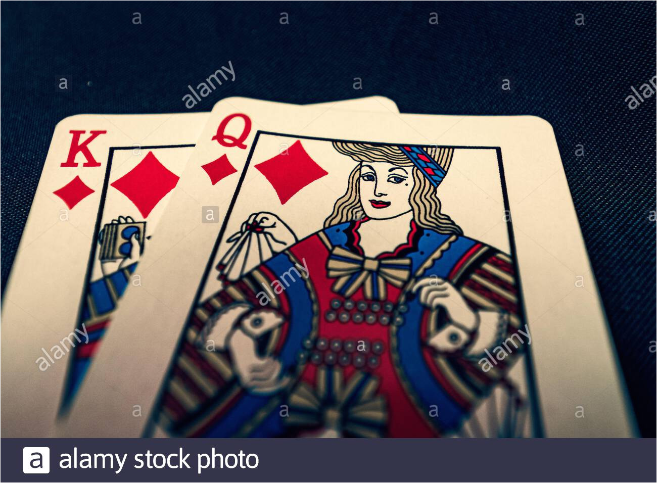 king and queen of diamonds playing cards on black background 2abpfd7 jpg
