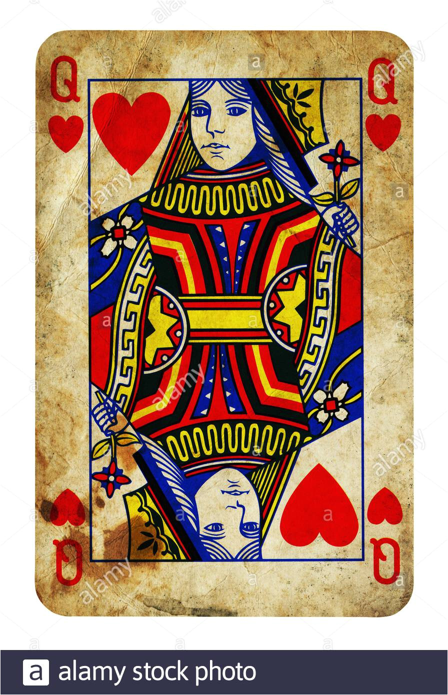 queen of hearts vintage playing card isolated on white clipping path included 2arg2w9 jpg