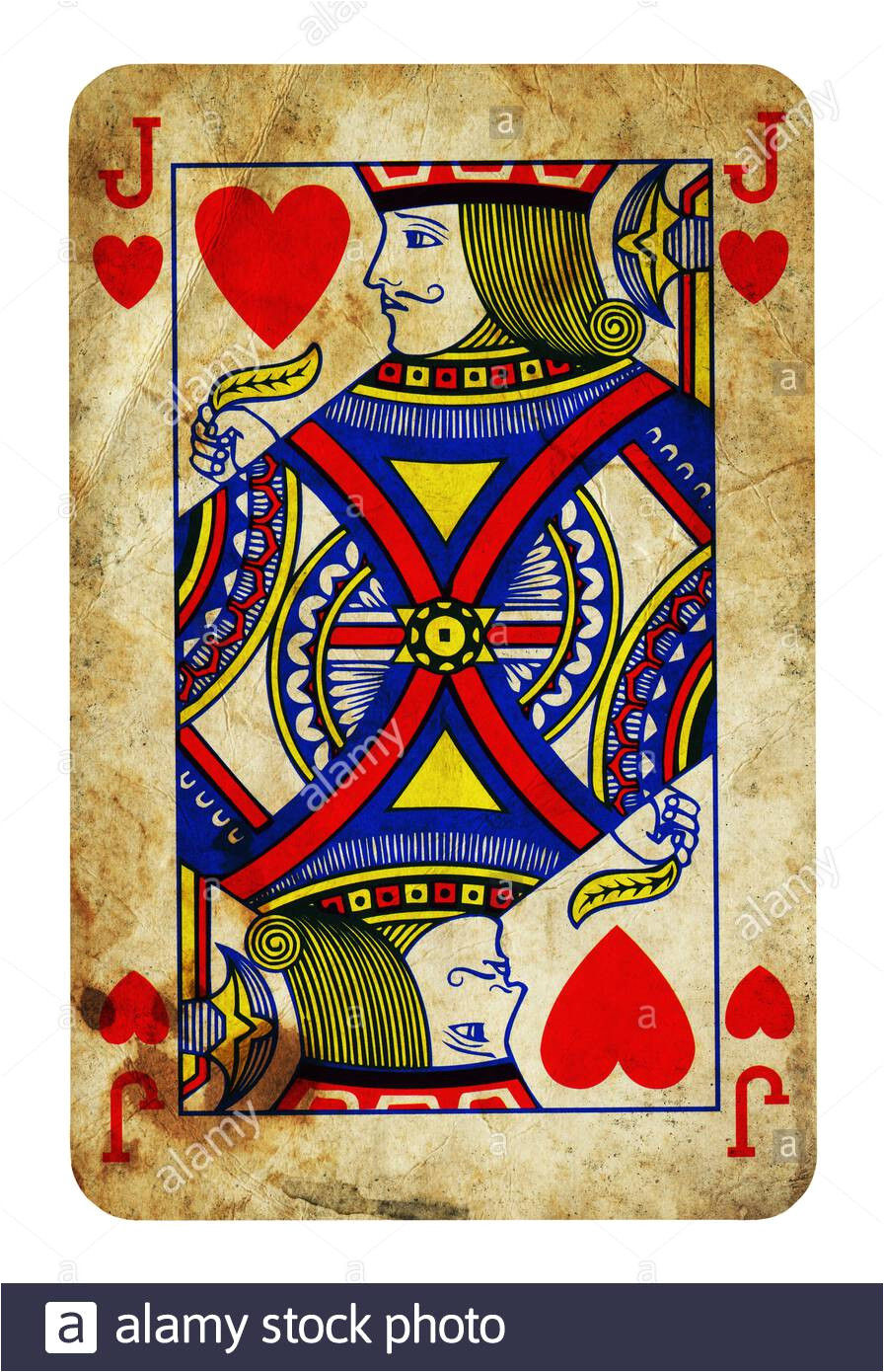 jack of hearts vintage playing card isolated on white clipping path included 2arp65n jpg