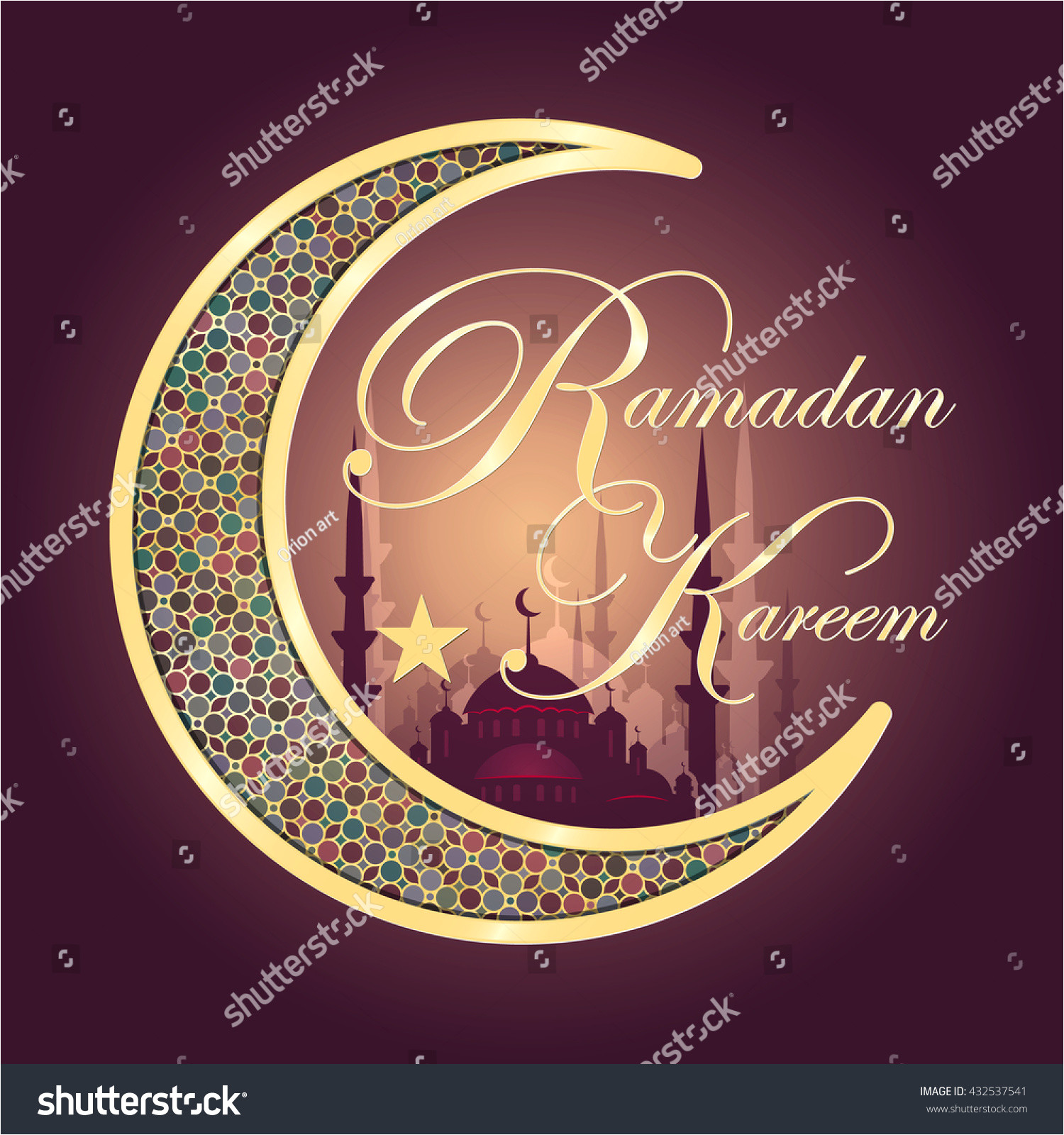 stock photo ramadan kareem greeting card religious themed background in retro style 432537541 jpg