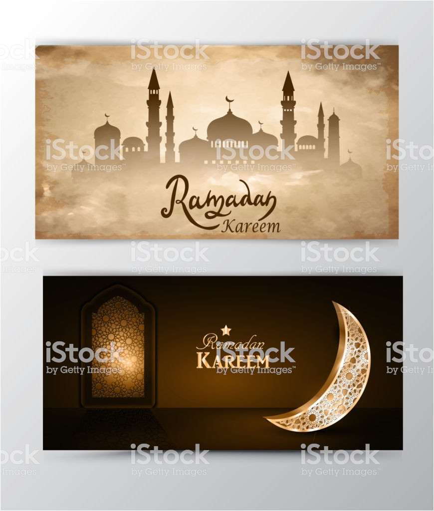 ramadan kareem greeting on blurred background set of cards vector id1226093486
